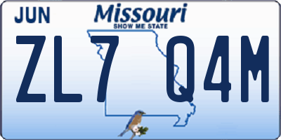 MO license plate ZL7Q4M