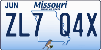 MO license plate ZL7Q4X