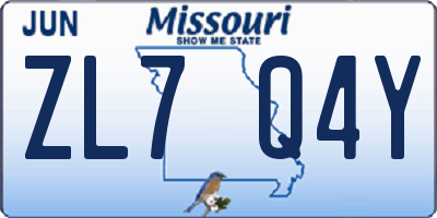 MO license plate ZL7Q4Y