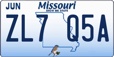MO license plate ZL7Q5A