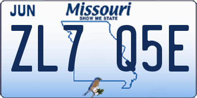MO license plate ZL7Q5E