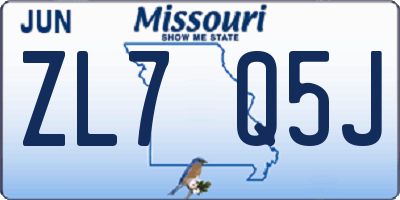 MO license plate ZL7Q5J
