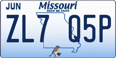 MO license plate ZL7Q5P