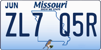 MO license plate ZL7Q5R