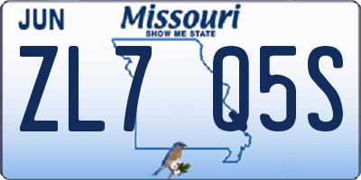 MO license plate ZL7Q5S