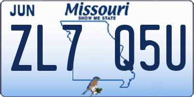 MO license plate ZL7Q5U