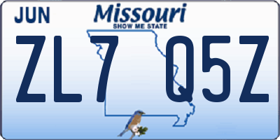 MO license plate ZL7Q5Z