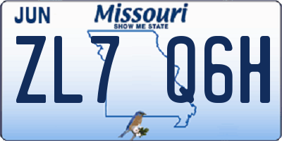 MO license plate ZL7Q6H