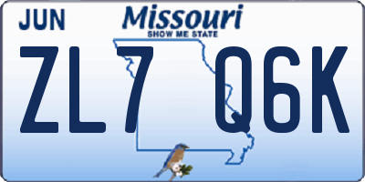 MO license plate ZL7Q6K