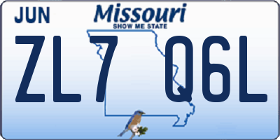 MO license plate ZL7Q6L