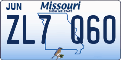 MO license plate ZL7Q6O