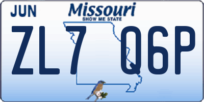 MO license plate ZL7Q6P
