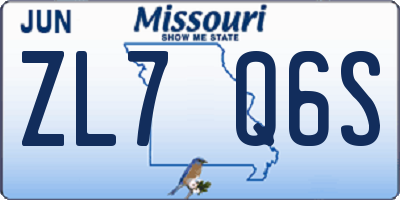 MO license plate ZL7Q6S