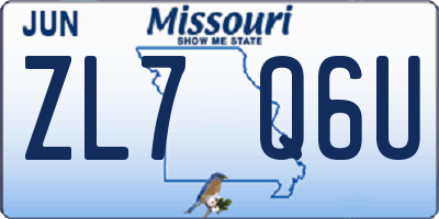 MO license plate ZL7Q6U