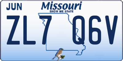 MO license plate ZL7Q6V