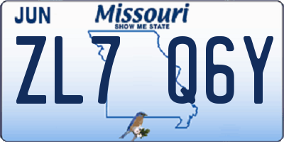 MO license plate ZL7Q6Y