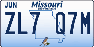 MO license plate ZL7Q7M