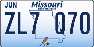 MO license plate ZL7Q7O