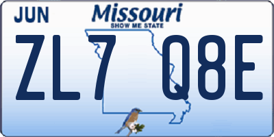 MO license plate ZL7Q8E