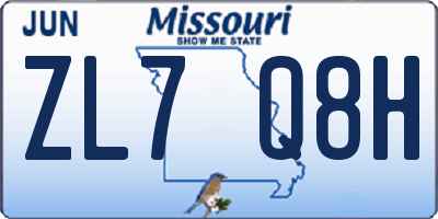 MO license plate ZL7Q8H