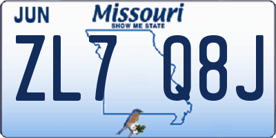MO license plate ZL7Q8J
