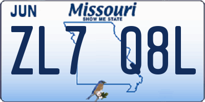 MO license plate ZL7Q8L