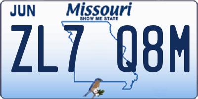 MO license plate ZL7Q8M