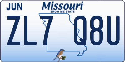 MO license plate ZL7Q8U