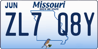 MO license plate ZL7Q8Y