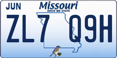 MO license plate ZL7Q9H