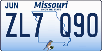 MO license plate ZL7Q9O