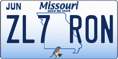 MO license plate ZL7R0N