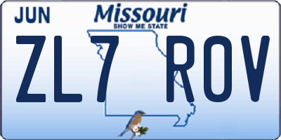 MO license plate ZL7R0V