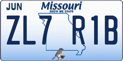 MO license plate ZL7R1B