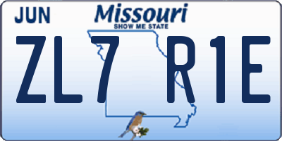 MO license plate ZL7R1E