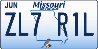 MO license plate ZL7R1L
