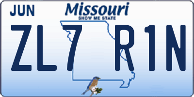 MO license plate ZL7R1N