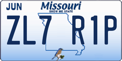MO license plate ZL7R1P