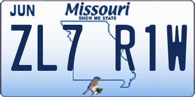 MO license plate ZL7R1W