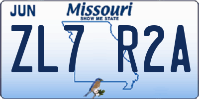 MO license plate ZL7R2A