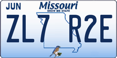 MO license plate ZL7R2E