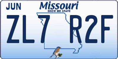 MO license plate ZL7R2F