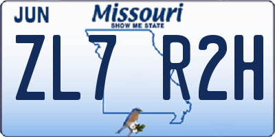 MO license plate ZL7R2H