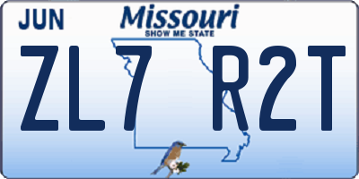MO license plate ZL7R2T