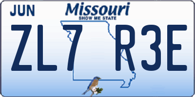 MO license plate ZL7R3E