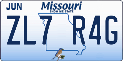 MO license plate ZL7R4G