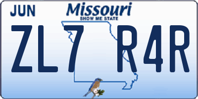 MO license plate ZL7R4R