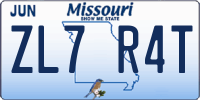 MO license plate ZL7R4T