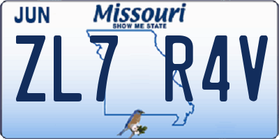 MO license plate ZL7R4V