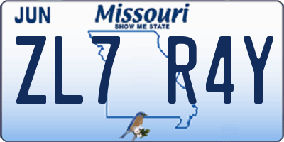 MO license plate ZL7R4Y